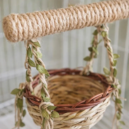 Nature Inspired Woven Basket Swing with Wrapped Standing Perch