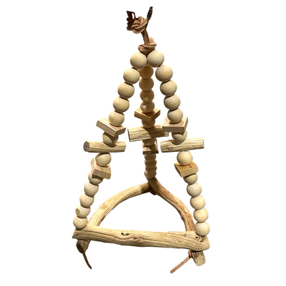 Natural Bead & Twig Frame Hanging Bird Swing Perch